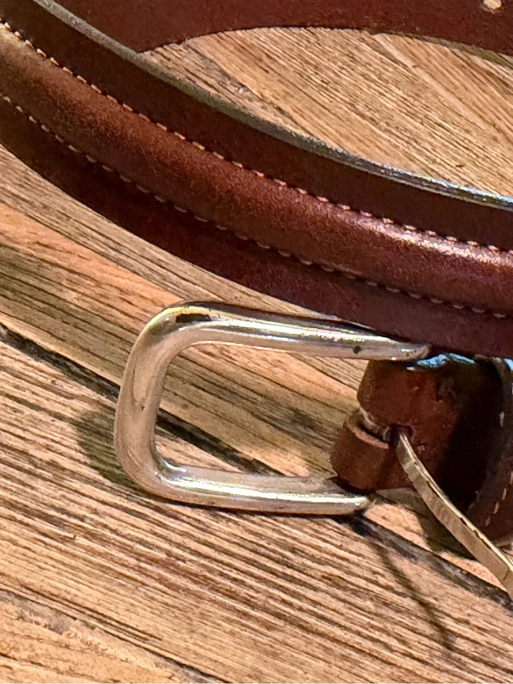 Eddie Bauer Brown Genuine Leather Belt Size L Casual 34-36 Silver Buckle Mens
